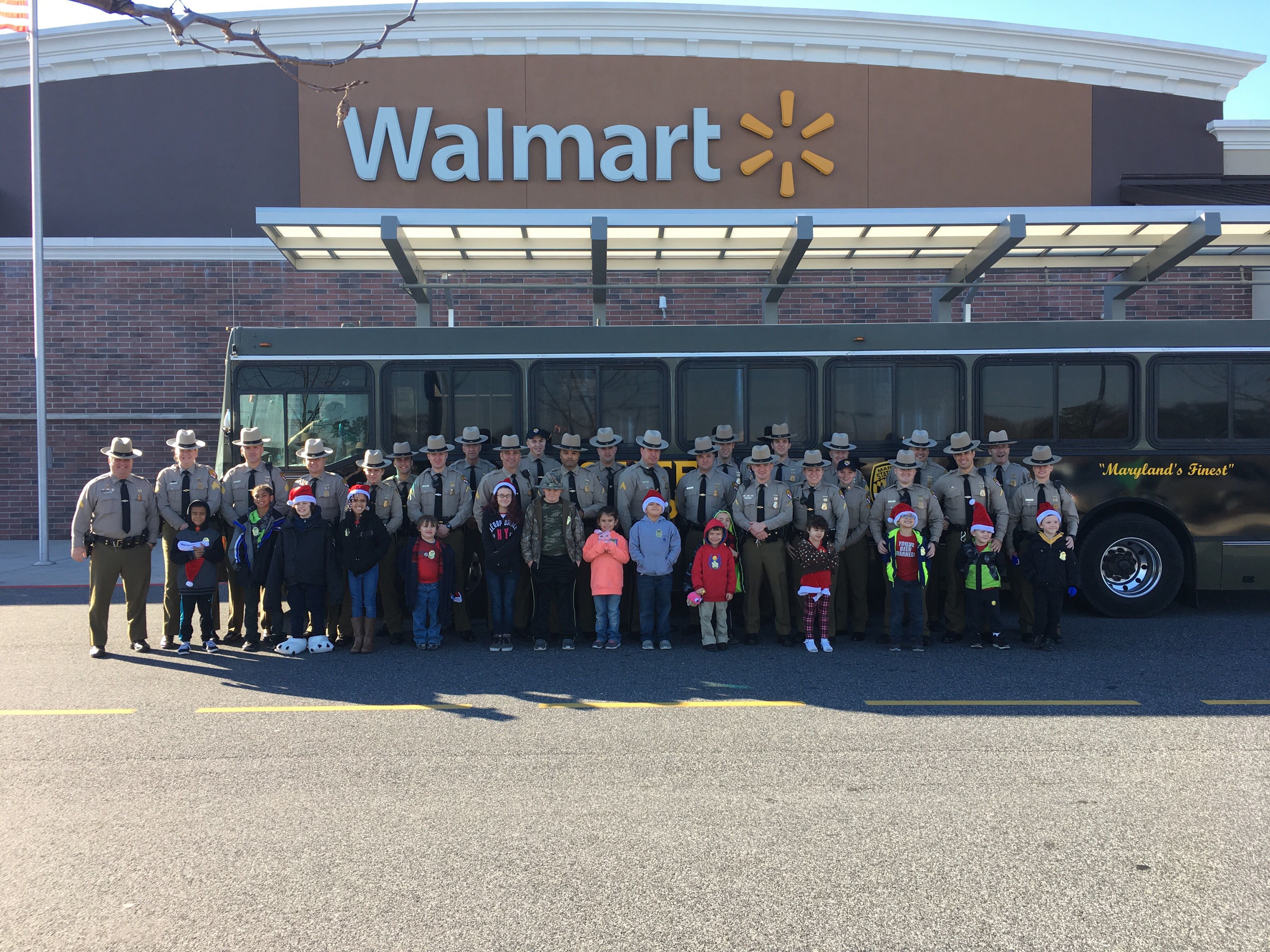 Group of State Troopers at walmart with kds